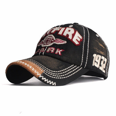WASHED COTTON EMBROIDERED PATCH BASEBALL CAP - versaley