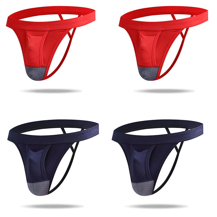 4 PACK Micro Modal  Cool  Dual Pouch Men's Thong - versaley