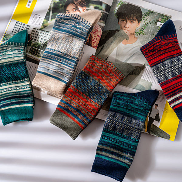 4 Pack Retro Ethnic Style Crew Socks