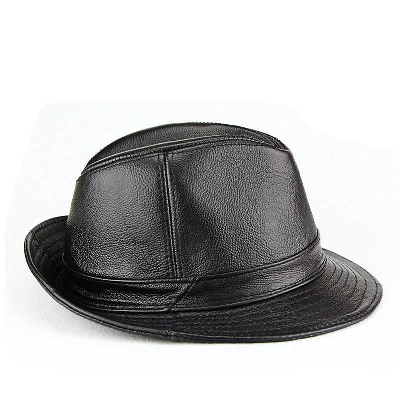 “Jazz” Head layer of real cowhide leather gentleman bowler hat - versaley