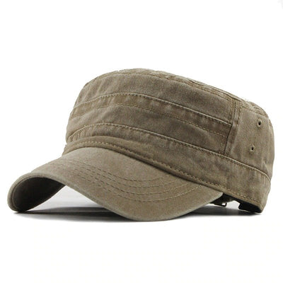 Washed Cotton Army Flat Top Caps - versaley