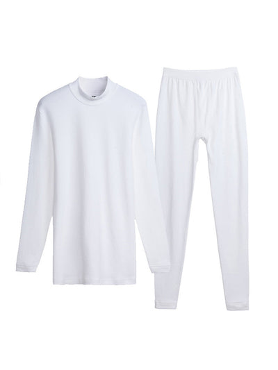 High-collar Thermal Cotton Couple Underwear Pajamas Set