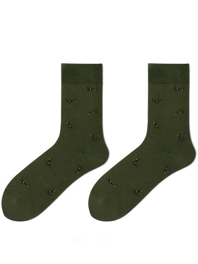 Men's Jacquard-knit Critter Calf Socks