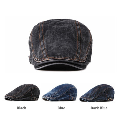 "Miller" Denim Cotton Flat Cap - versaley