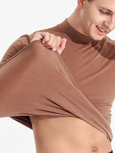 Mid-neck Men's Fleece Warm Bottoming Top T-shirt