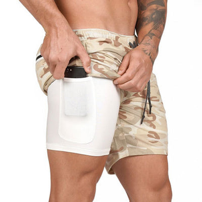 Quick Drying And Breathable Double Layer Men's Fitness Shorts (Pocket zipper） - versaley