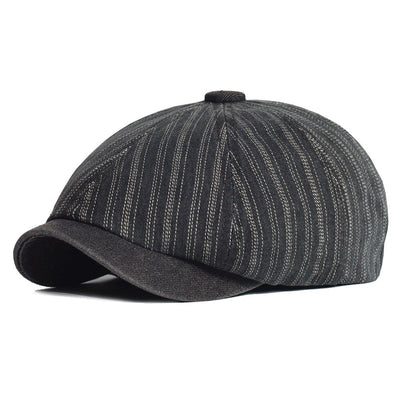 "KMD" Striped Newsboy Cotton Cap - versaley