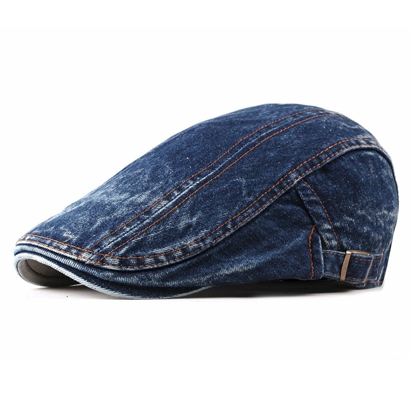 "Miller" Denim Cotton Flat Cap - versaley