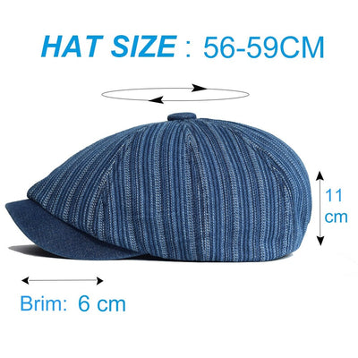 "KMD" Striped Newsboy Cotton Cap - versaley