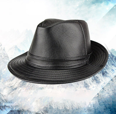 “Jazz” Head layer of real cowhide leather gentleman bowler hat - versaley
