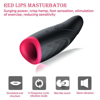 Hot red lip male masturbation cup