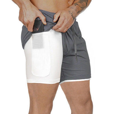 Quick Drying And Breathable Double Layer Men's Fitness Shorts (Pocket zipper） - versaley