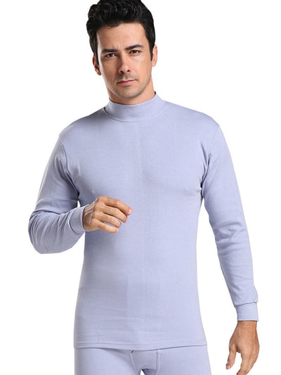 High-collar Thermal Cotton Couple Underwear Pajamas Set