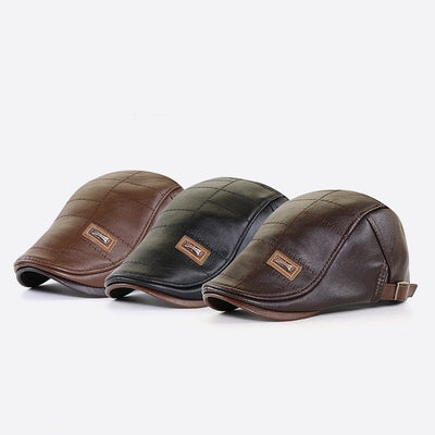 Winter and autumn warm PU flat hat - versaley