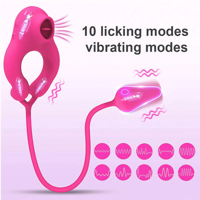 Couples of sexual products resonance remote control locking spermatic ring pussy licking device for men