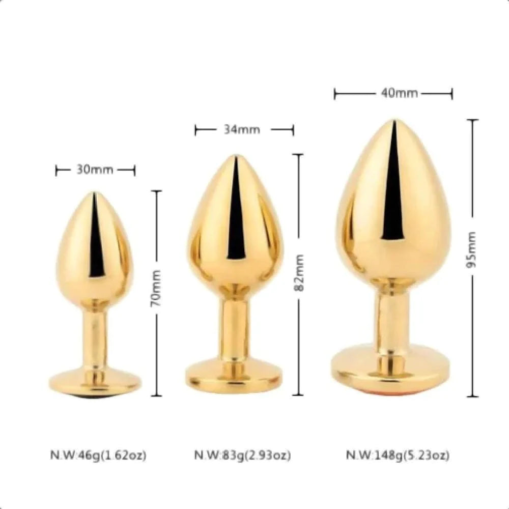 STUNNING GOLD PRINCESS BUTT PLUG 3 PIECE SET