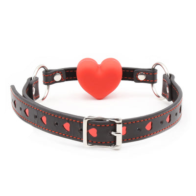Heart-shaped leather mouth plug