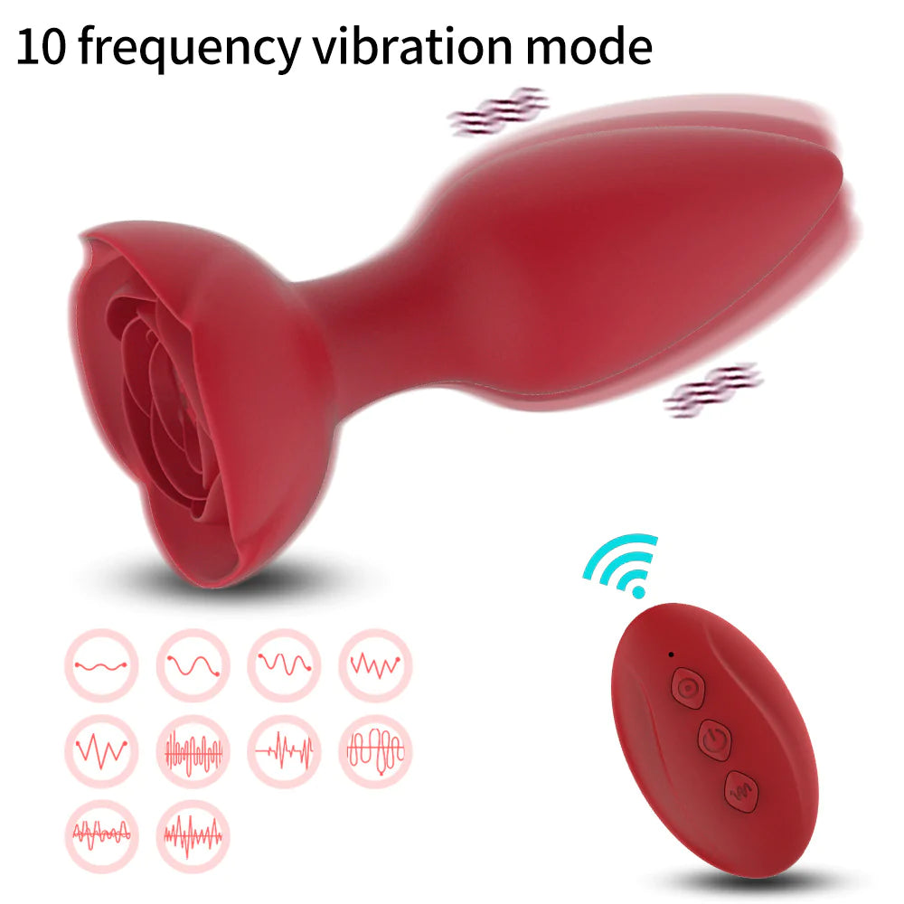 Rose G-spot dildo remote buttock anal plug vibrator Prostate massager