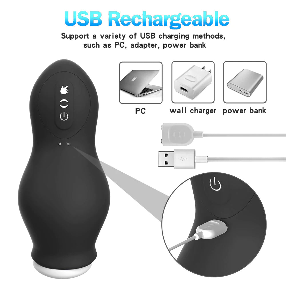 Rechargeable suck masturbation massage airplane Cup glans trainer for men