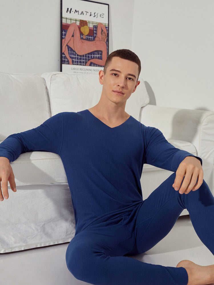 Fleece Lined Warm Men's Thermal Underwear Set