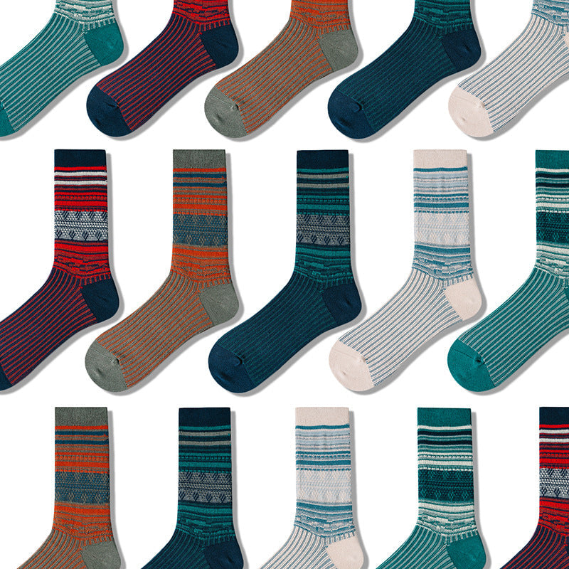 4 Pack Retro Ethnic Style Crew Socks