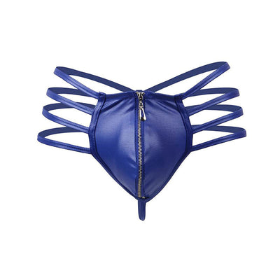 Sexy Leather Zipper Style Men's Thong