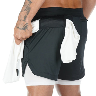 Quick Drying Men's Double Skinny Sports Shorts - versaley