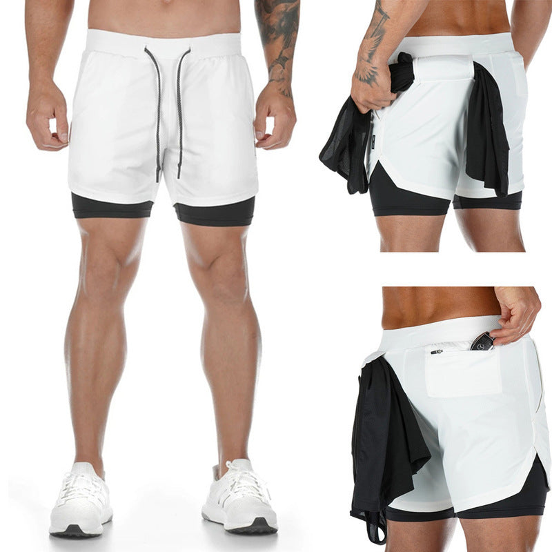 Quick Drying Men's Double Skinny Sports Shorts - versaley