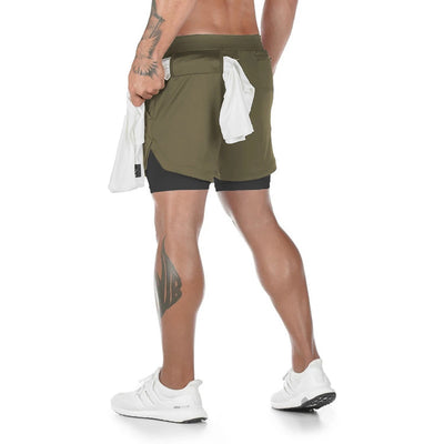 Quick Drying Men's Double Skinny Sports Shorts - versaley
