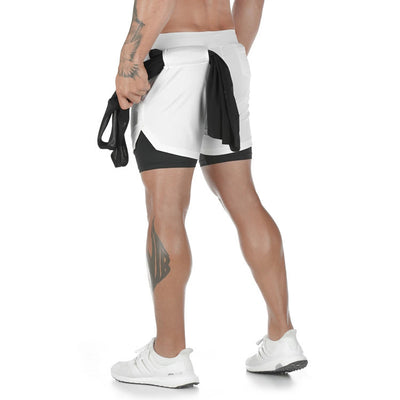 Quick Drying Men's Double Skinny Sports Shorts - versaley