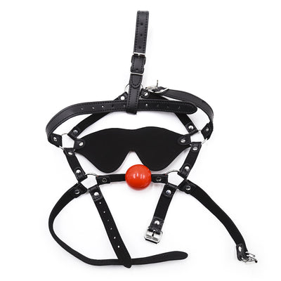 Solid Red Ball Mouth Gag Harness Gag