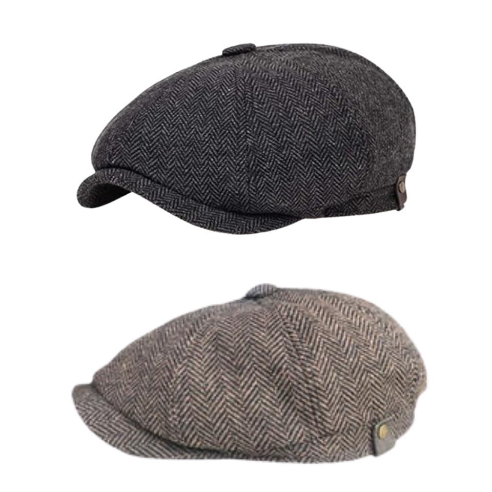 Tommy Shelby Peaky  Newsboy Hats Vintage Herringbone Octagon Cap - versaley