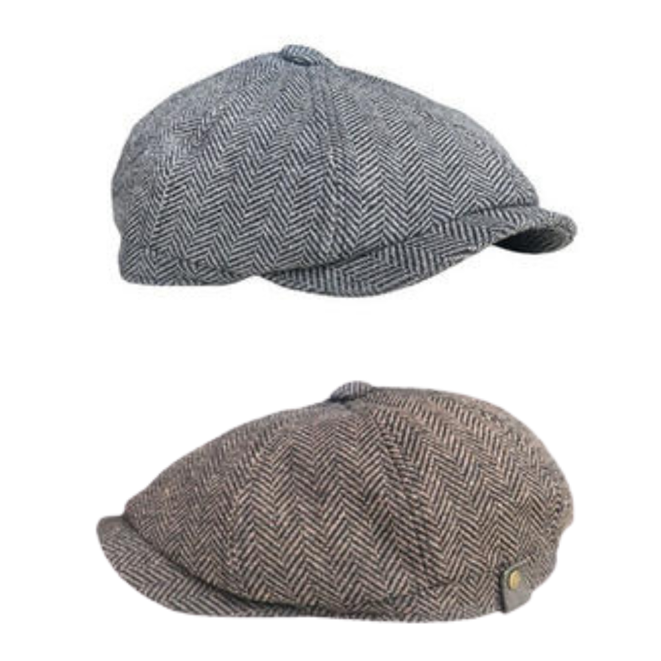 Tommy Shelby Peaky  Newsboy Hats Vintage Herringbone Octagon Cap - versaley