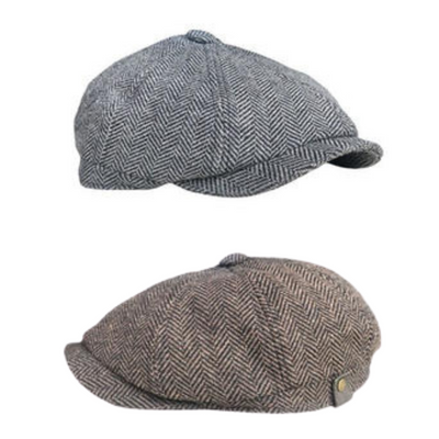 Tommy Shelby Peaky  Newsboy Hats Vintage Herringbone Octagon Cap - versaley