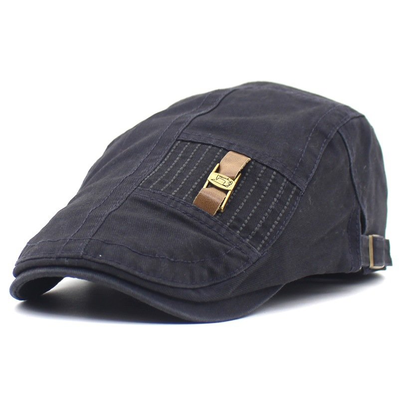 Leather Strap Flat Cap - versaley