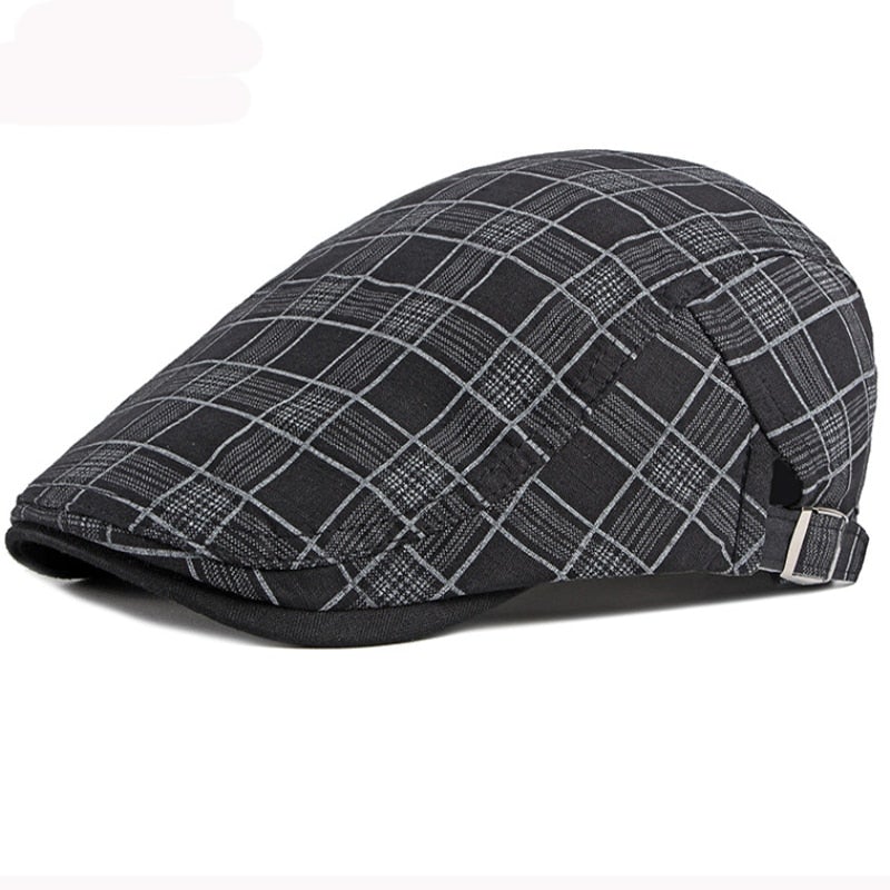 "Blackbird" Plaid Cotton Flat Cap - versaley