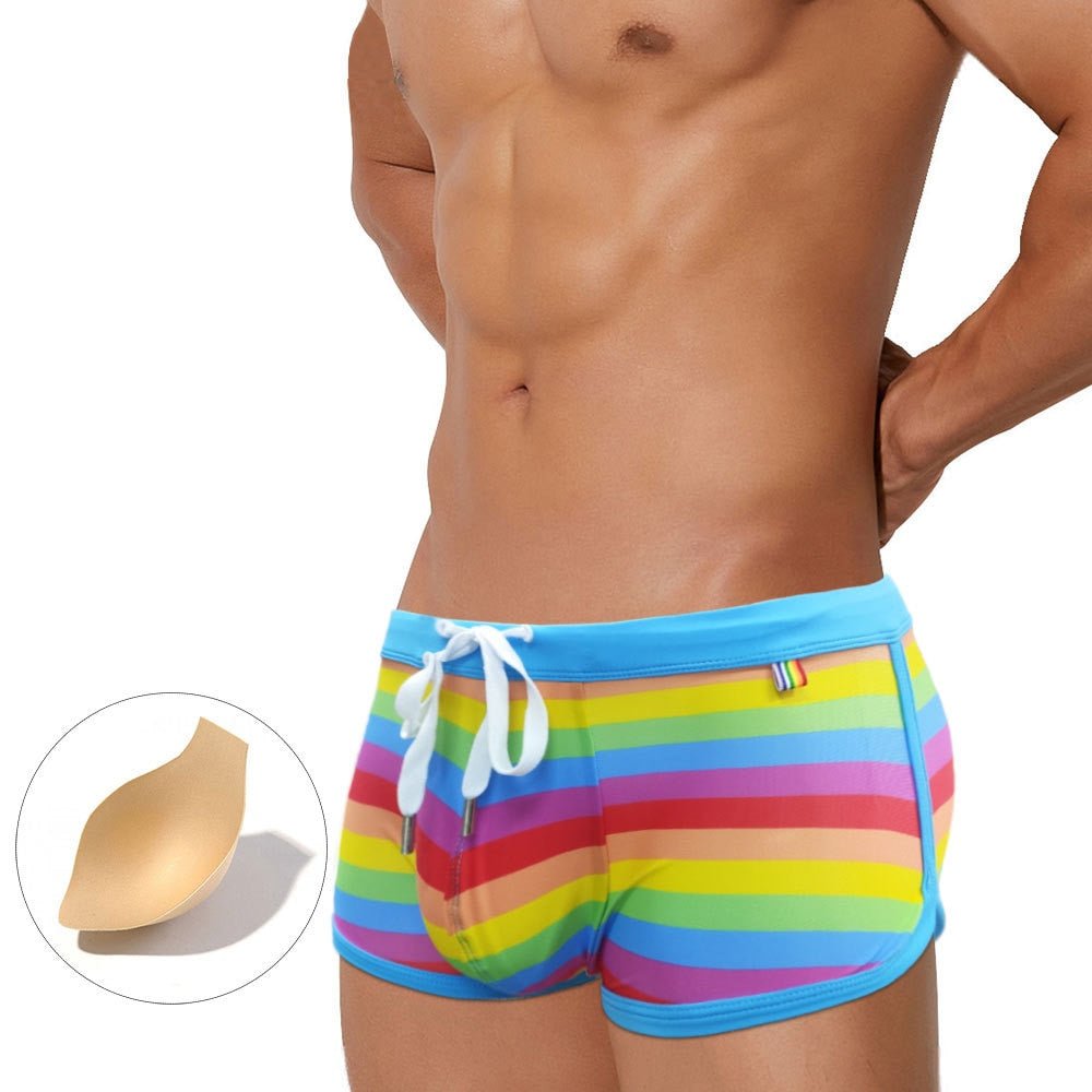 Baby Blue Rainbow Swim Trunks - Oh My Underwear