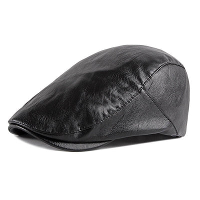 "Lewis" Classic Leather Flat Cap - versaley