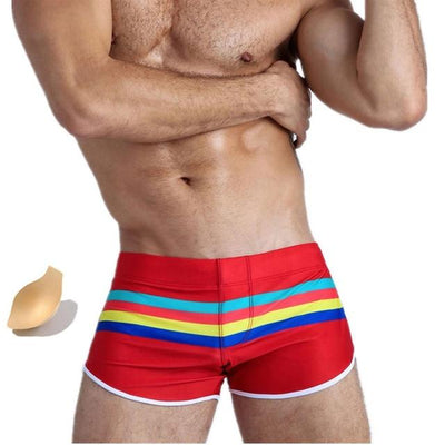 Be Bold Rainbow Band Swim Trunks swimwear