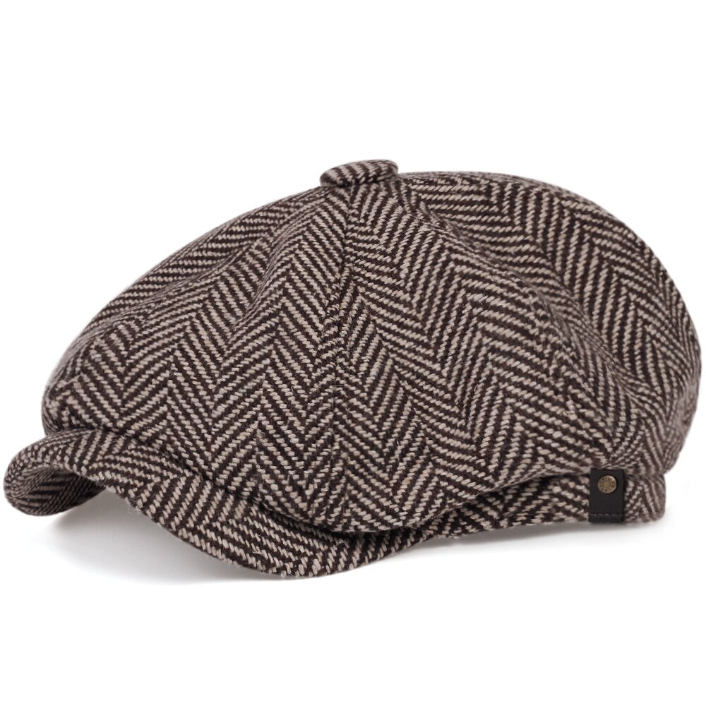 "Shelby" Herringbone Newsboy Cap - versaley