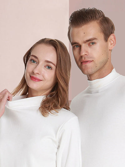 High-collar Thermal Cotton Couple Underwear Pajamas Set