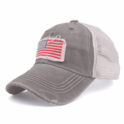 FLAG EMBROIDERED WASHED BASEBALL CAP - versaley