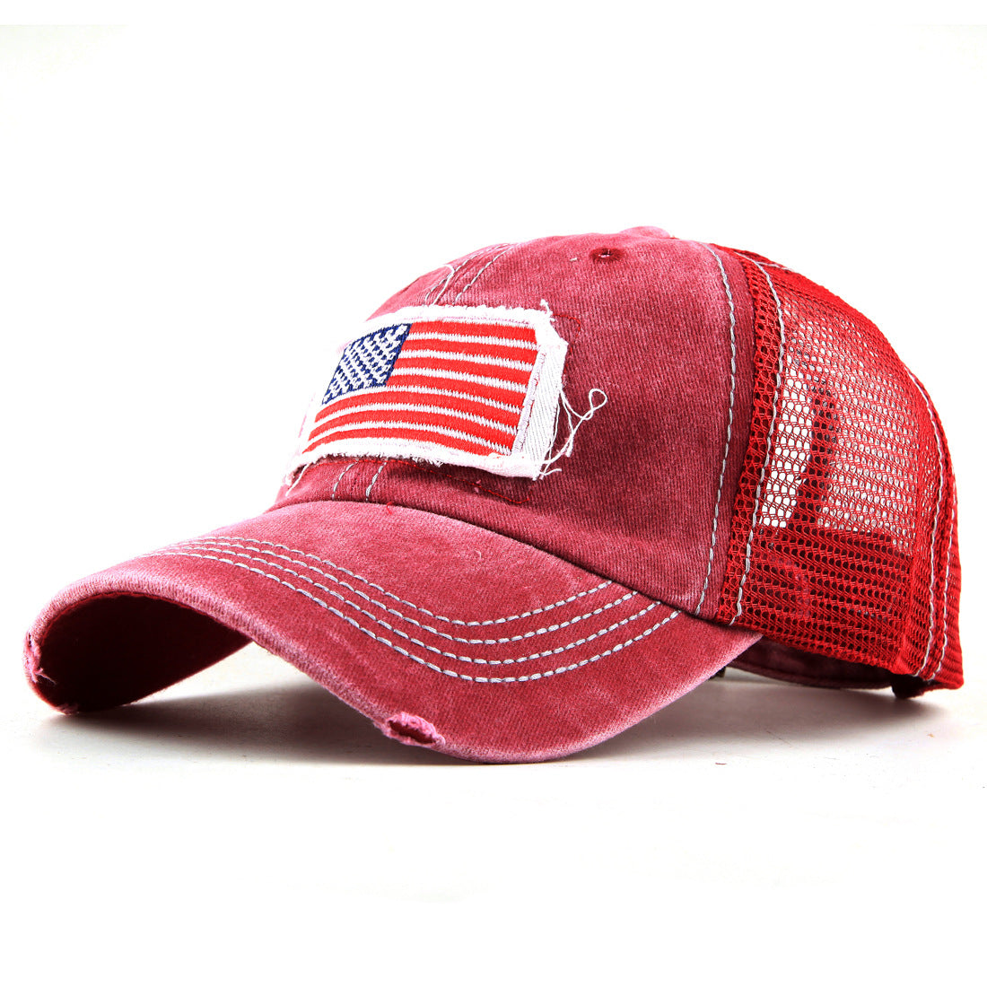 FLAG EMBROIDERED WASHED BASEBALL CAP - versaley