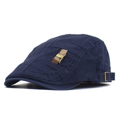 Leather Strap Flat Cap - versaley