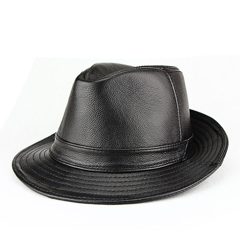 “Jazz” Head layer of real cowhide leather gentleman bowler hat - versaley