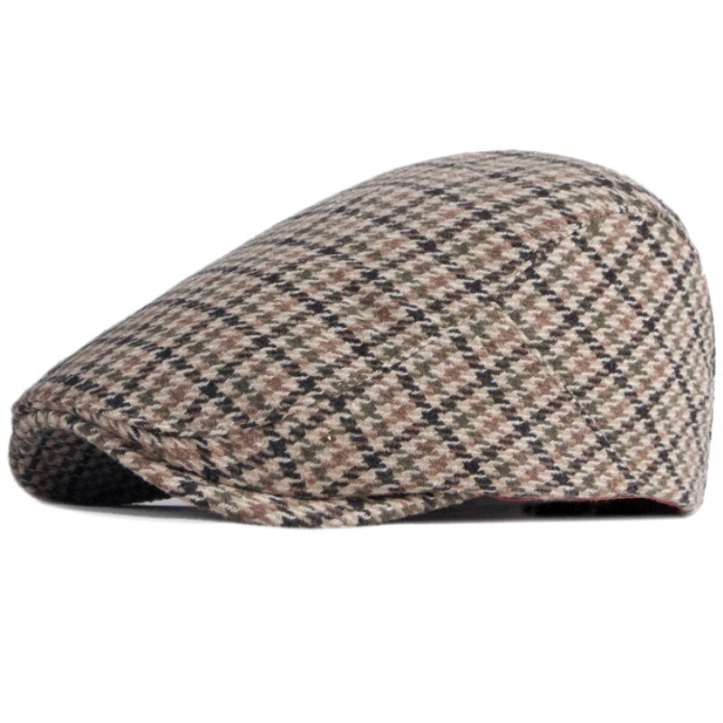 "Moreau" Plaid Wool Flat Cap - versaley