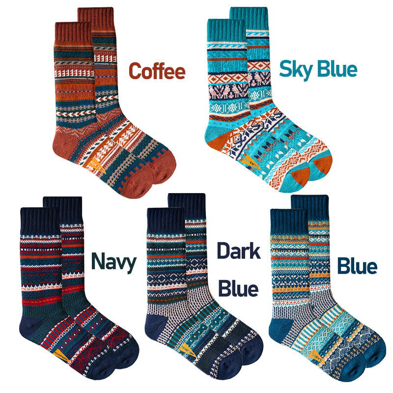 2 Pack Mixed Pattern Men's Crew Socks