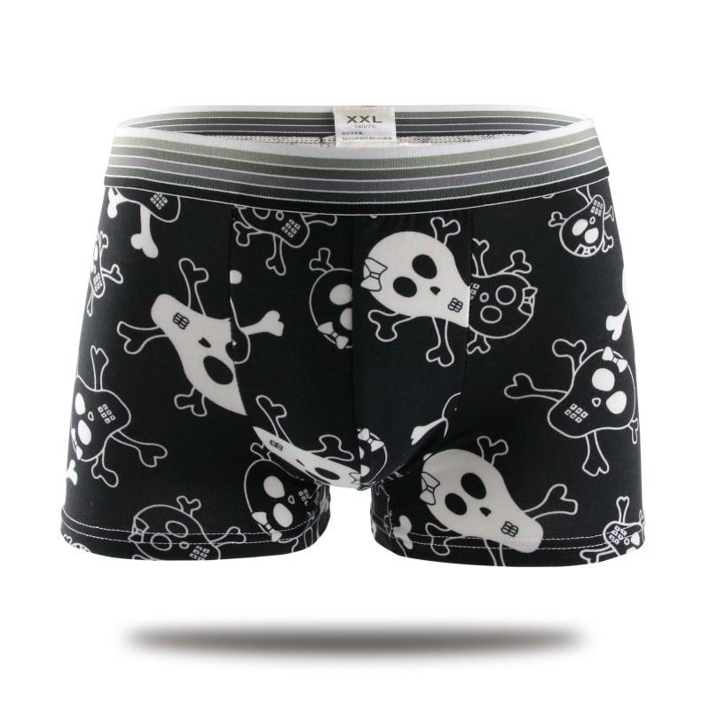Ice Silk Soft Breathable Fashion Young Mens Boxers Cartoon Skull Personality U Pouch Seamless Underpants - Harrislynn