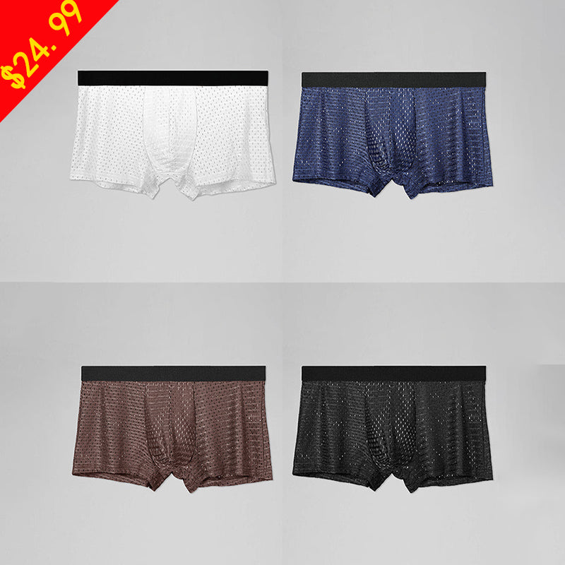 4 Pack Cool Mesh Ice Silk Men's Trunks - versaley