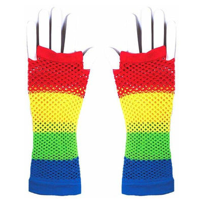 Rainbow Fishnet Fingerless Gloves - Oh My Underwear